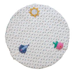 Tapis d'éveil bébé fleuri bleu et rose - Joli Paon