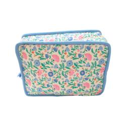 Grande trousse de toilette fleurie bleu et rose - Joli Paon