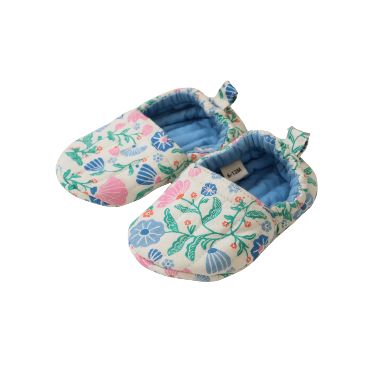 Chaussons bébé fleuris bleu et rose 12-18 mois - Joli Paon