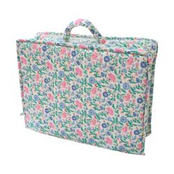 Valise en tissu fleurie bleue et rose - Joli Paon