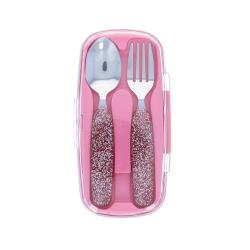 Set de couverts paillettes roses