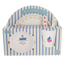 Coffret repas en mélamine bateaux - Petit Matelot
