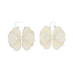 Boucles d'oreilles en raphia fleur ecru - Paraty