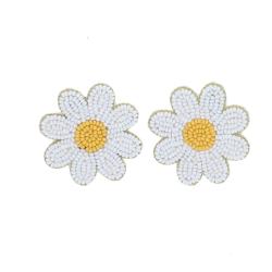 Boucles d'oreilles fleurs marguerites en perles - Rodéo Disco