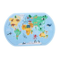 Puzzle éducatif planisphère en bois 