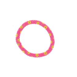 Bracelet népalais élastique rose