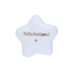 Étoile en céramique blanche et dorée 