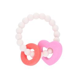 Anneau de dentition en silicone cœur rose - Joli paon