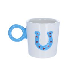 Mug en céramique blanc bleu fer à cheval - Rodéo Disco