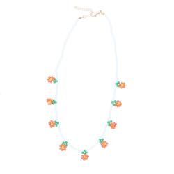 Collier en perles fleurs orange - Club Soleil