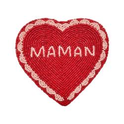 Porte-monnaie en perles cœur rouge maman - Paraty