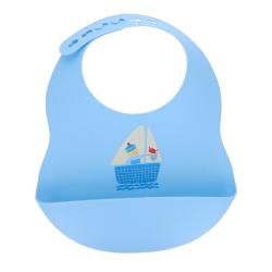 Bavoir en silicone bleu clair bateau - Petit Matelot
