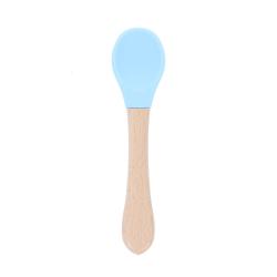 Cuillère en bois et silicone bleu ciel - Petit Matelot