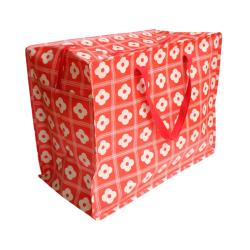 Sac de rangement rouge fleurs blanches