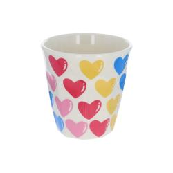Grand verre en mélamine coeurs multicolores