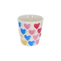 Petit verre en mélamine coeurs multicolores