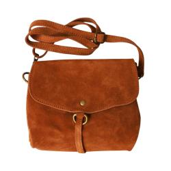 Sac à main besace en cuir nubuck camel