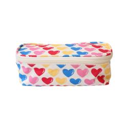 Trousse scolaire rectangle cœurs multicolores