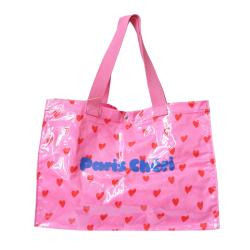 Sac cabas plastifié rose et cœurs rouges - Paris Chéri