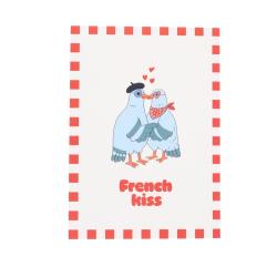 Carte de vœux pigeons french kiss