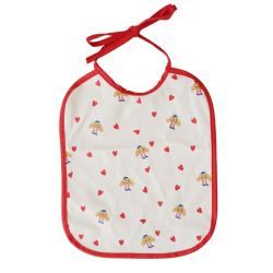 Bavoir imperméable croissants cœurs rouges - Paris Chéri