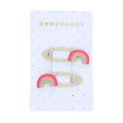 Lot de 2 barrettes cheveux arc-en-ciel