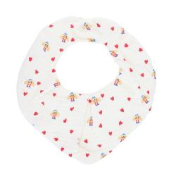 Bavoir bandana éponge croissants et coeurs rouges - Paris Chéri
