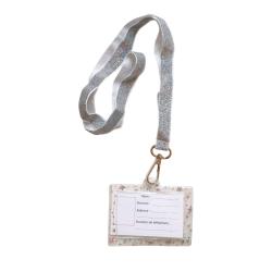 Porte-badge tour de cou paillettes argent et étoiles