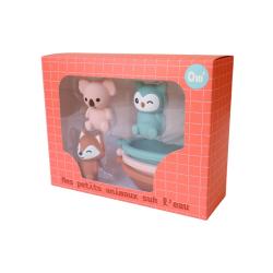 Jeu de bain en silicone 3 bateaux et leurs animaux