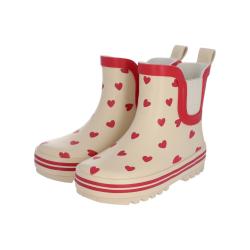Bottes de pluie basses bébé cœurs rouges 23