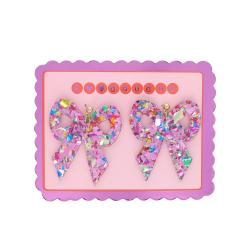 Boucles d'oreilles nœuds strass multicolores