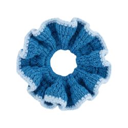 Chouchou cheveux en crochet bleu - Marguerite