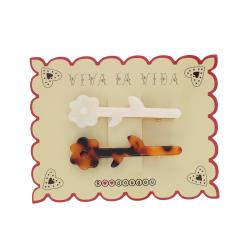 Lot de 2 barrettes fleurs écaille et nacre - Carmina