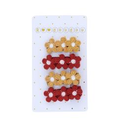 Lot de 4 barrettes fleurs ocre terracotta