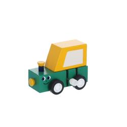Tracteur bois jaune à remonter - Bip Bip !