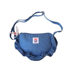 Sac bandoulière enfant bleu brodé cœurs - Marguerite