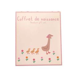 Coffret de naissance bonnet et moufles pointelle fleurie - Dans la Ferme