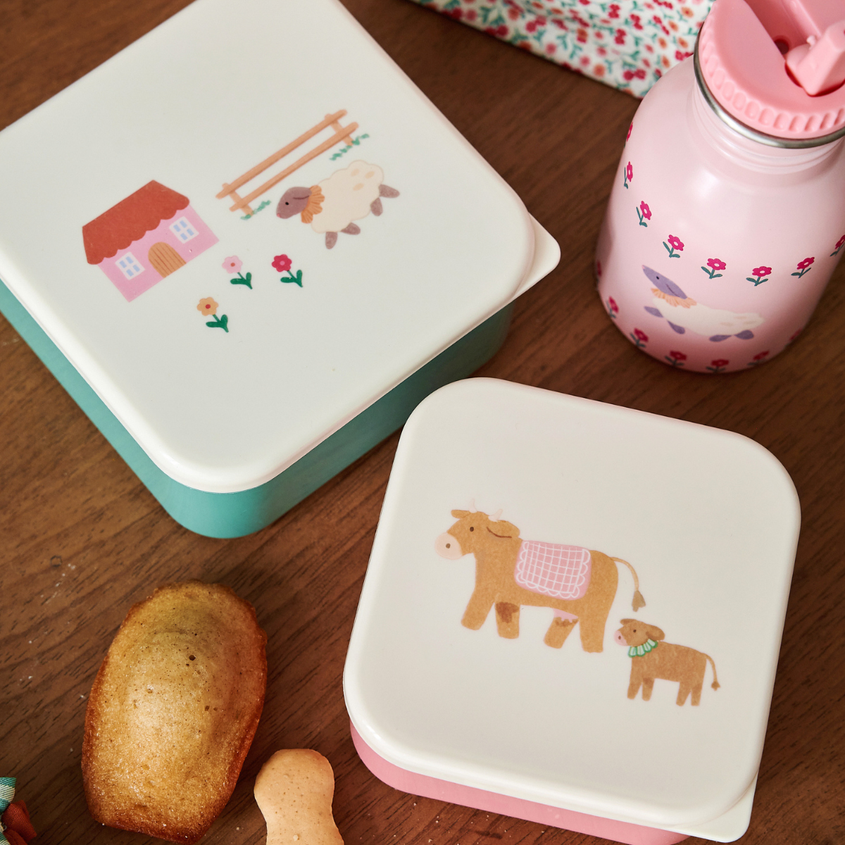Lot de 2 boîtes à goûter - Dans la ferme