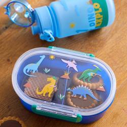 Boîte à goûter à compartiments bleu Dinosaures