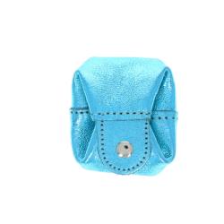 Bourse pailletée cuir bleu ciel