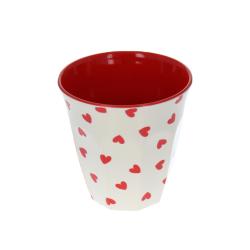 Grand verre cœurs rouges mélamine