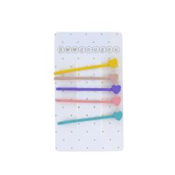 Lot de 5 barrettes cœurs multicolores
