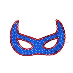Masque de super-héros bleu contour rouge