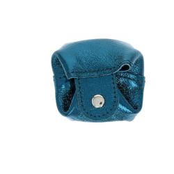 Bourse pailletée cuir bleu