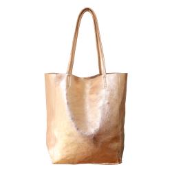 Sac cabas en cuir irisé or rose