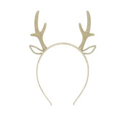 Serre tête cerf paillettes dorées