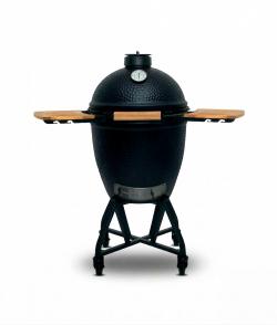 Barbecue kamado OBSIDIAN 55 cm noir – grill fonte, fumage, thermomètre et chariot inox