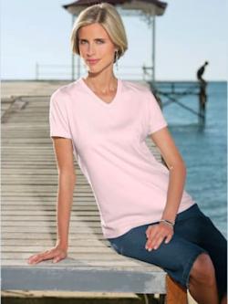 T-shirt classique avec encolure en v , rose, taille 56 - MODA VILONA - Mode Femme et Homme