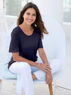 T-shirt féminin uni et confortable , bleu nuit, taille 48 - MODA VILONA - Mode Femme et Homme
