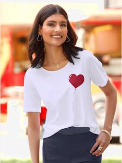 T-shirt imprimé en forme de cœur , blanc, taille 52 - MODA VILONA - Mode Femme et Homme